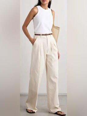 NWOT $398 Veronica Beard Mia Wide Leg Jeans Cream Size 6 28
